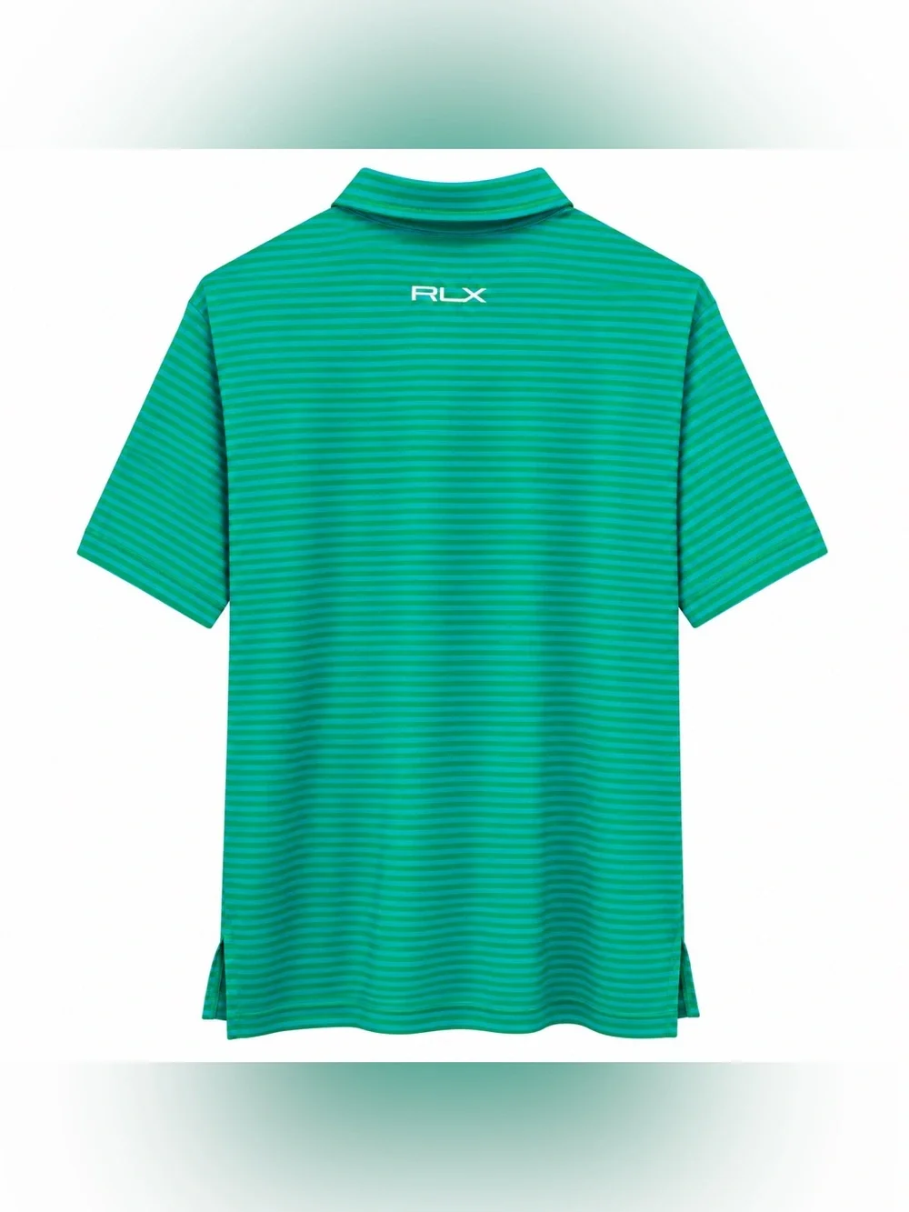 RLX Ralph Lauren Men’s XL Golf Polo Green Blue Stripe Union Jack Crossed Flags